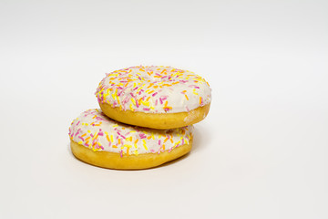 Donuts glazed on a white background