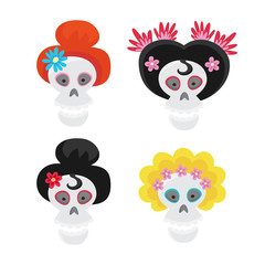 Set with colorful skulls for day of the dead. Sugar skuuls for m