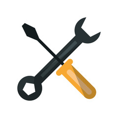 Wrench and screwdriver icon. Under construction and industry theme. Isolated design. Vector illustration