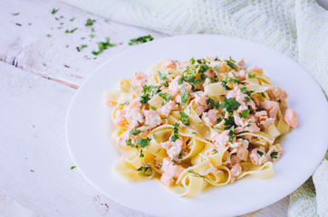 Tagliatelle with Salmon and Parsley