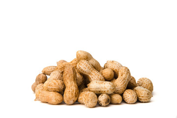 Nuts closeup on white background