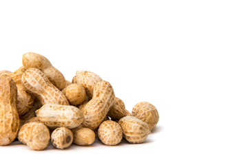 Nuts detail closeup on white background