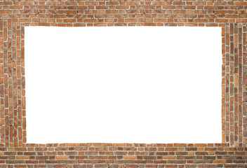 Red vintage old brick wall frame with copy space