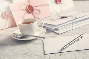 Letters with seal on table