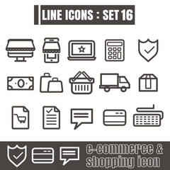 icon e-commerce & shpoping line black Modern Style vector on whi