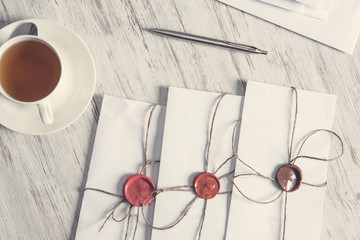 Letters with seal on table
