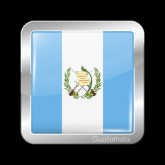 Flag of Guatemala. Metal Icon Square Shape