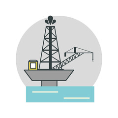 Oil tower and crane icon. Factory and industry theme. Isolated design. Vector illustration