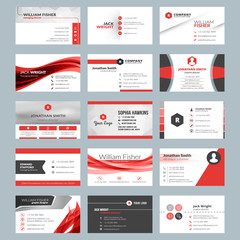 Business card templates. Stationery design vector set. Red and black colors. Flat style vector illustration