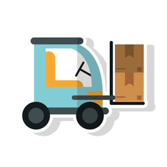 Packages and forklift icon. Delivery shipping and industry theme. Isolated design. Vector illustration