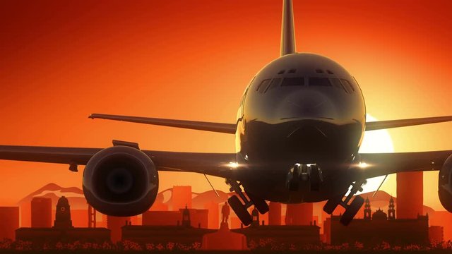 Pretoria South Africa Airplane Take Off Skyline Golden Background