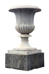 big beautiful white marble vase as small architectural forms wit