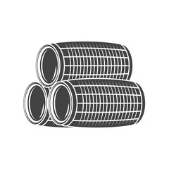 Three wine beer barrels. Black icon, logo element, vector illustration isolated on white background