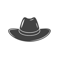 Cowboy hat. Black icon, logo element, vector illustration isolated on white background