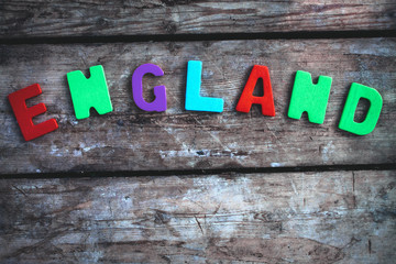 colorful word writen England
