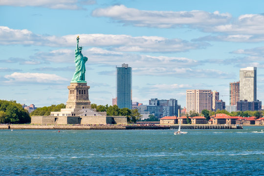 The Statue of Liberty on the New York Harbor