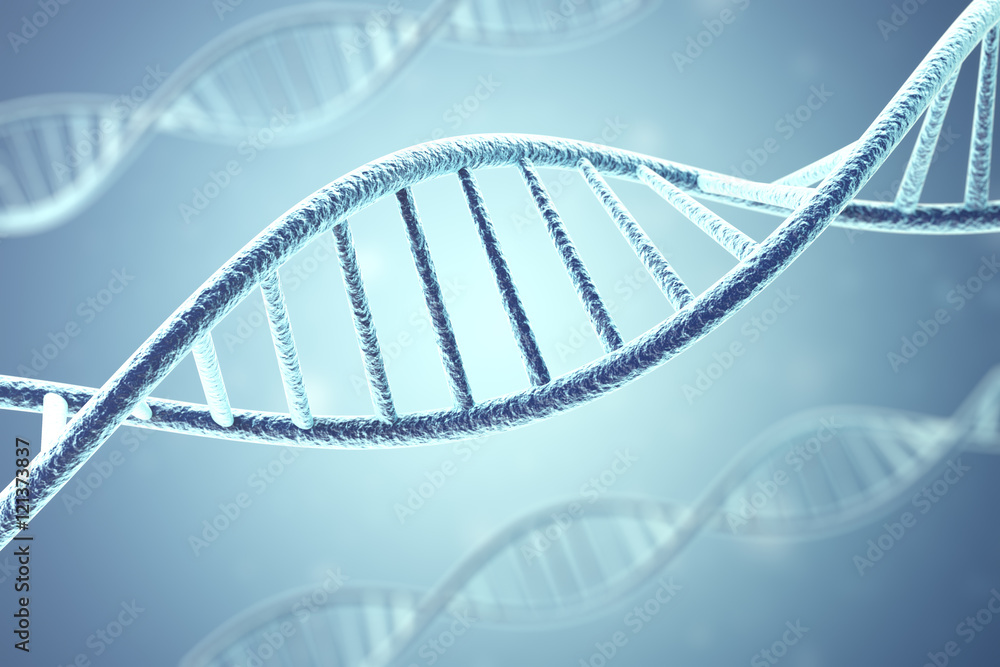 Aufkleber concept of biochemistry with dna molecule. 3d rendering