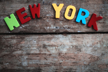 colorful word writen New York