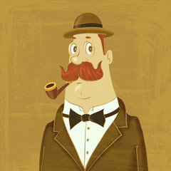 gentleman in bowler hat with a pipe