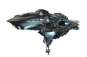 3d illustration of an intergalactic spacecraft for futuristic deep space travel or science fiction backgrounds, with the clipping path included in the file