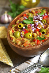 Rustic mediterranean eggplant salad.