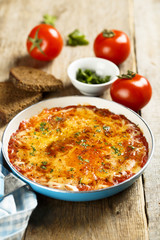 Omelette with cheese and tomatoes