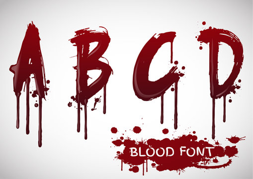 Vector blood alphabet is isolated on a white background,red spla