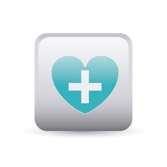 Obraz premium Cross shape and heart inside frame icon. Medical and health care theme. Colorful and isolated design. Vector illustration
