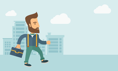 Handsome, young man walking.