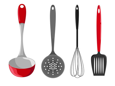 Kitchen utensils. Isolated vector illustration on white background.