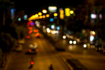 Fototapeta na wymiar Blur light on the road at the night