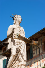 Fototapeta na wymiar Detail of the fountain of Madonna Verona in Piazza delle Erbe, Verona, Veneto, Italy