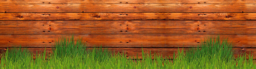 Holzwand Verkleidung mit Gras
