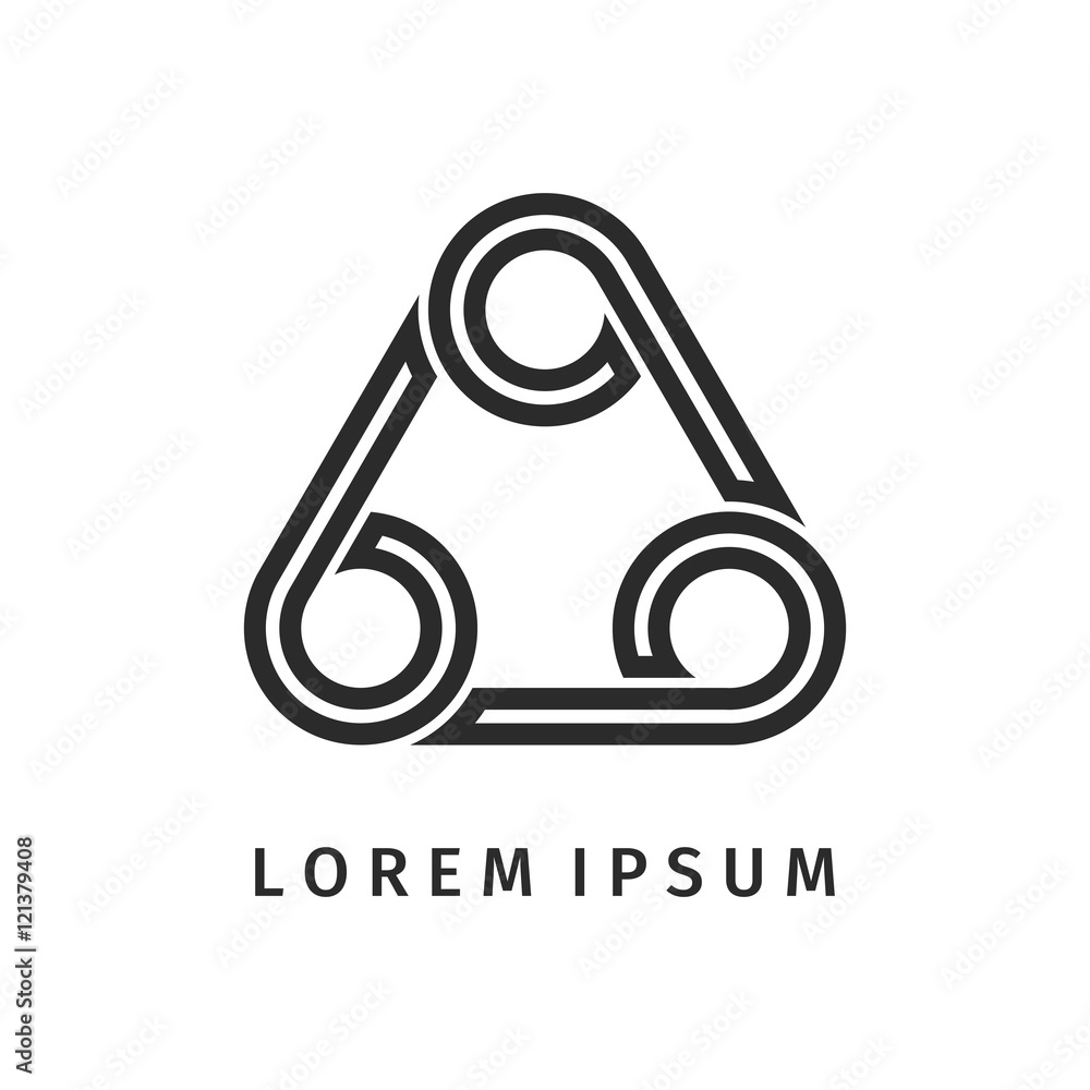 Poster abstract black triangle spiral logo vector outline design. icon shape element. you can use logotype 