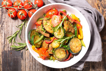 ratatouille, fried vegetable and herbs