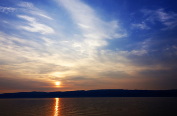 Naklejka na ściany i meble Baikal Lake in sunset light, Russian Federation