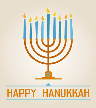 Happy Hanukkah poster with nine candles