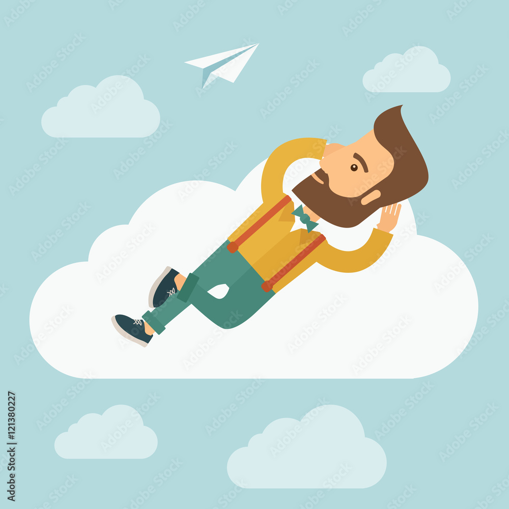 Canvas Prints Beard man lying on a cloud