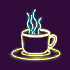 neon coffee mug icon. decoration and advertising theme. Colorful design. Vector illustration