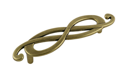 Fototapeta premium Door handle for furniture to dirty gold on a white background