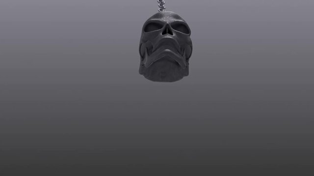 Skull rocks back and forth on the chain. Animation of swinging skull on chain with mask included.