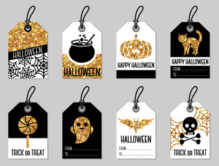 Set of Gold Halloween Gift Tags