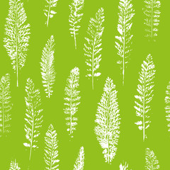 Seamless pattern with paint prints of leaves