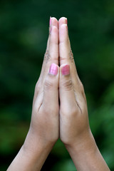 Closeup of praying hands