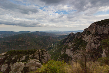 Fototapeta na wymiar Monserrat, Spain, September 20th, 2016: view on Serra de Collcardus valley from Monserrat monastery