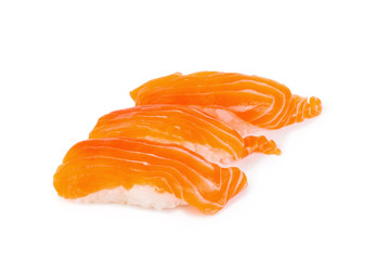 Salmon sushi isolated on white background