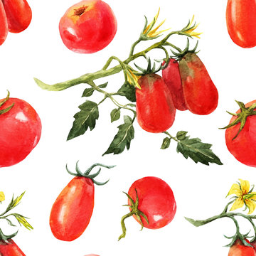 Watercolor tomato pattern