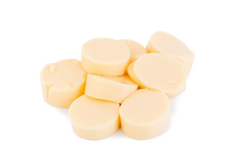Egg tofu sliced on white background