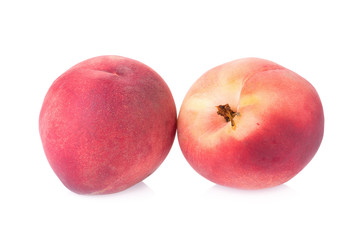 Ripe peach fruit isolated on white background