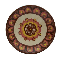 Ceramic plate painted in flanders technology. Isolated on a whit